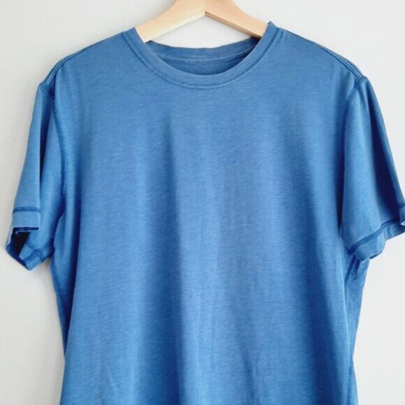 LULULEMON Athletic Short Sleeve Tee Crewneck Bright Blue T-Shirt Sz 10 Flawed - Picture 3 of 8